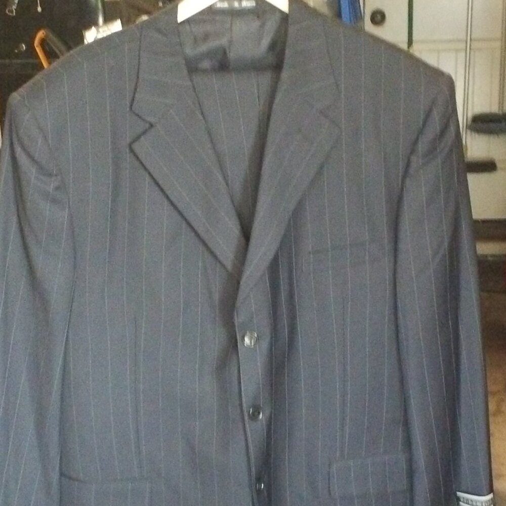 Milano Men’s 50R Two Piece Navy Pin Stripe Suit